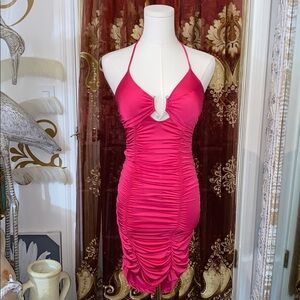 Fuchsia Ruched Mini Dress Size Small NWT